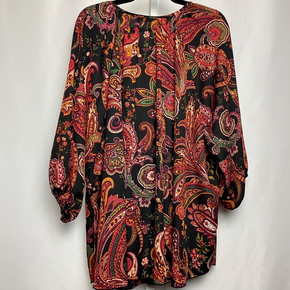 Cha Cha Vente Plus Size Womenʻs Black | Red Floral Paisley Print Blouse 3X - Picture 8 of 8